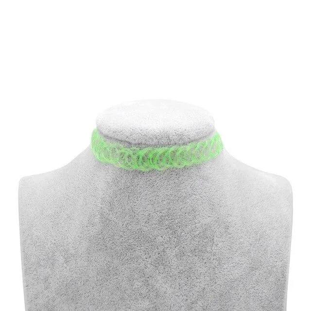 Gothic Elastic Necklace Stretch Tattoo Choker - 5 Colours