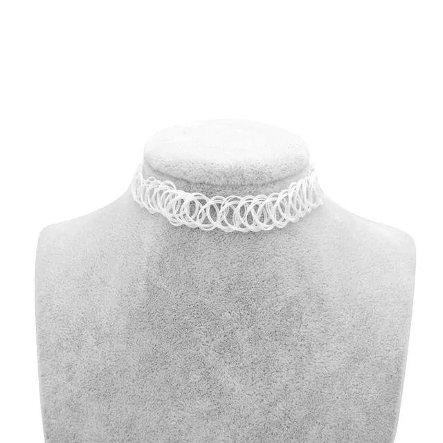 Gothic Elastic Necklace Stretch Tattoo Choker - 5 Colours