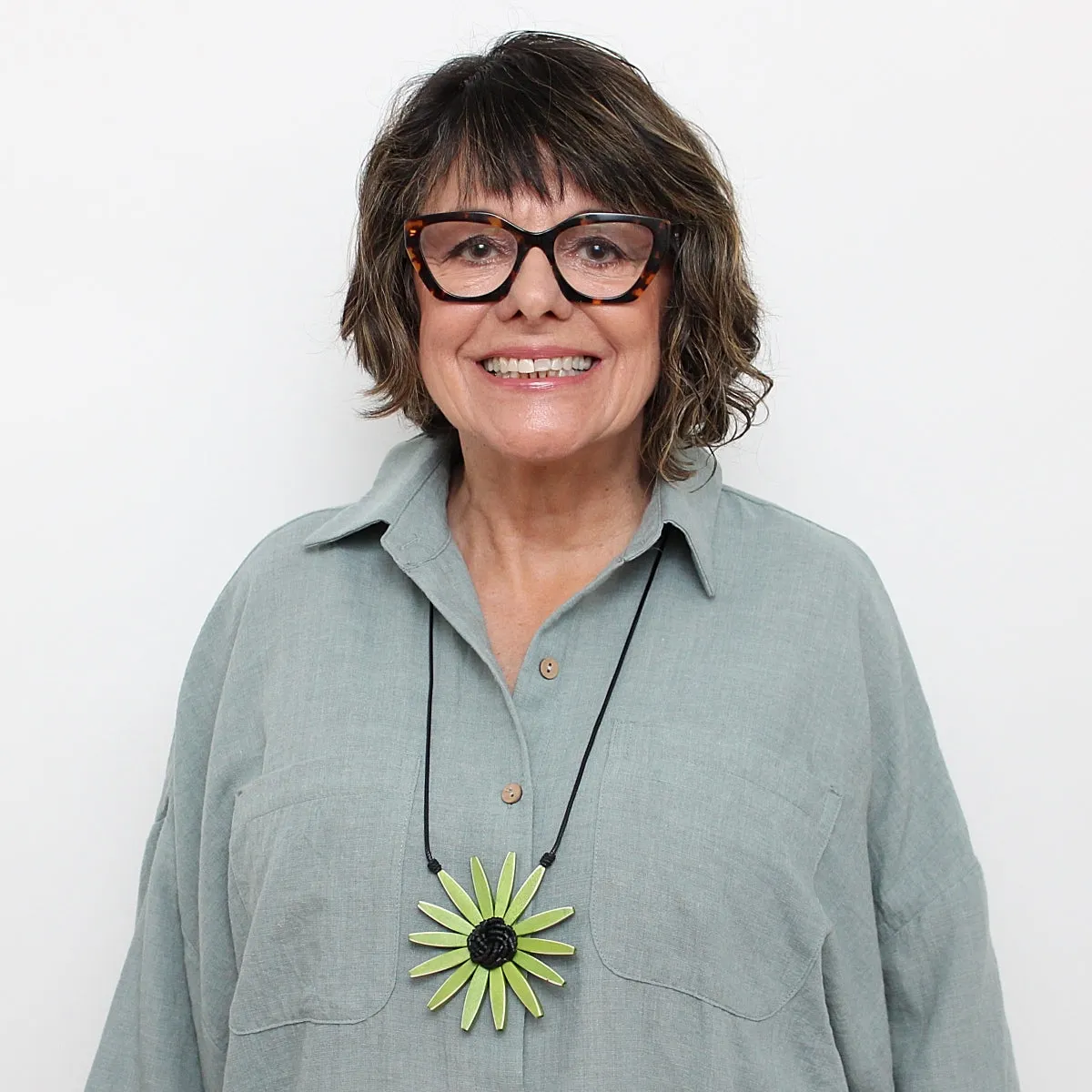 Green Amaya Flower Statement Necklace