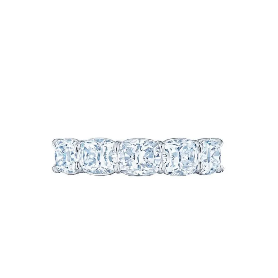 Half Circle Ring with Kwiat Cushion Diamonds Set East-West