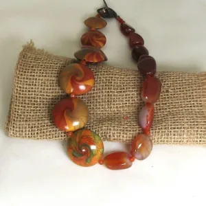Handmade Artisan Bead Necklace with Gemstone Accents