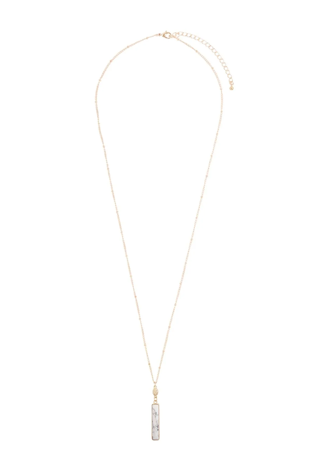 Hdn3117 - Bar Natural Stone Pendant Necklace