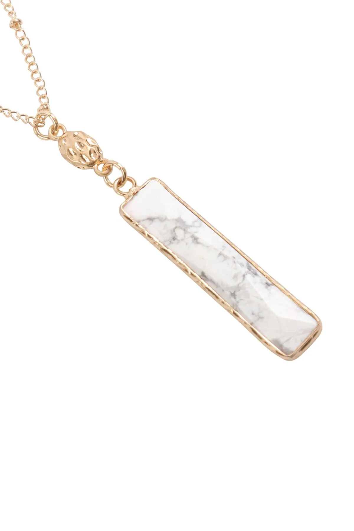 Hdn3117 - Bar Natural Stone Pendant Necklace