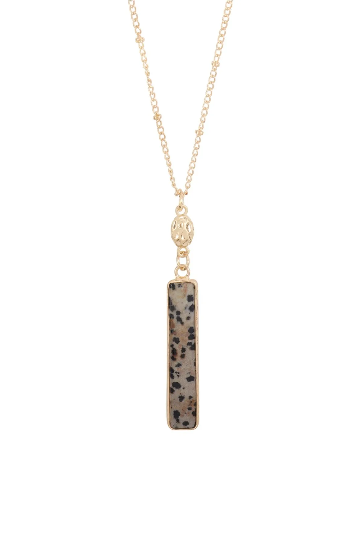 Hdn3117 - Bar Natural Stone Pendant Necklace