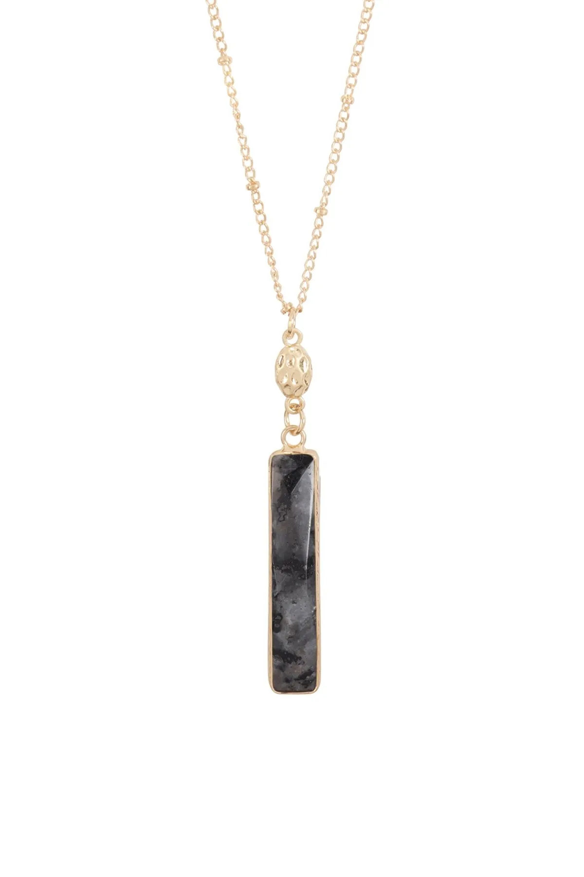 Hdn3117 - Bar Natural Stone Pendant Necklace