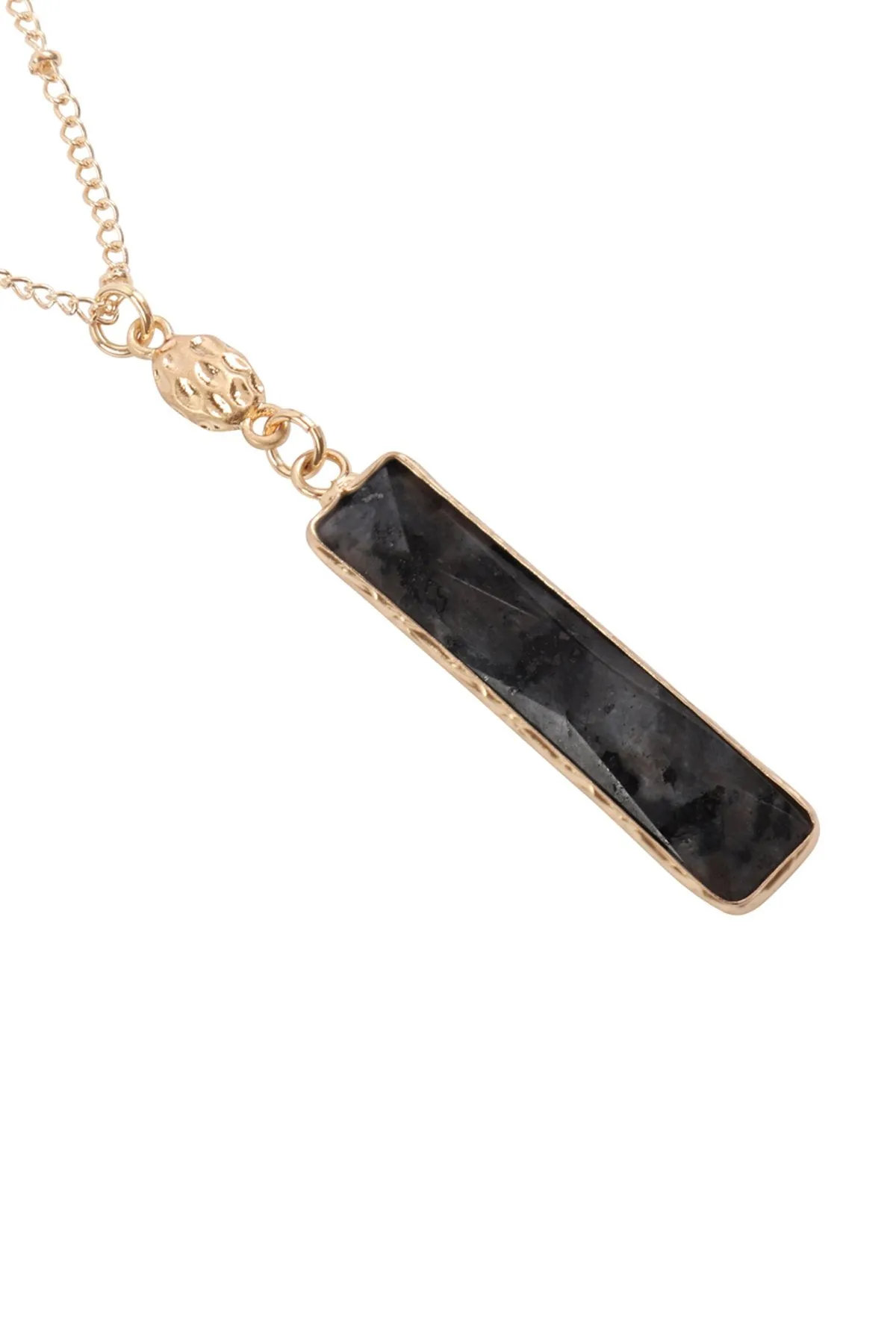 Hdn3117 - Bar Natural Stone Pendant Necklace