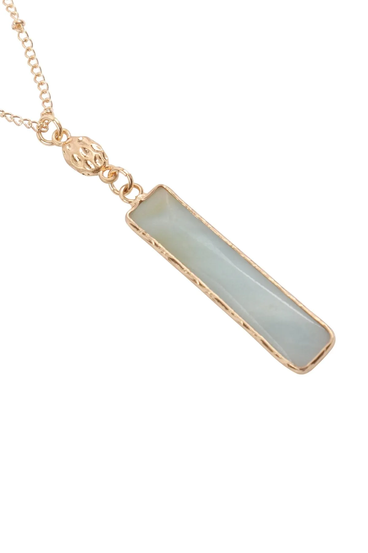 Hdn3117 - Bar Natural Stone Pendant Necklace