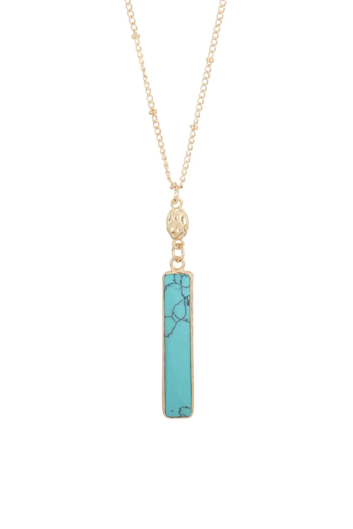 Hdn3117 - Bar Natural Stone Pendant Necklace