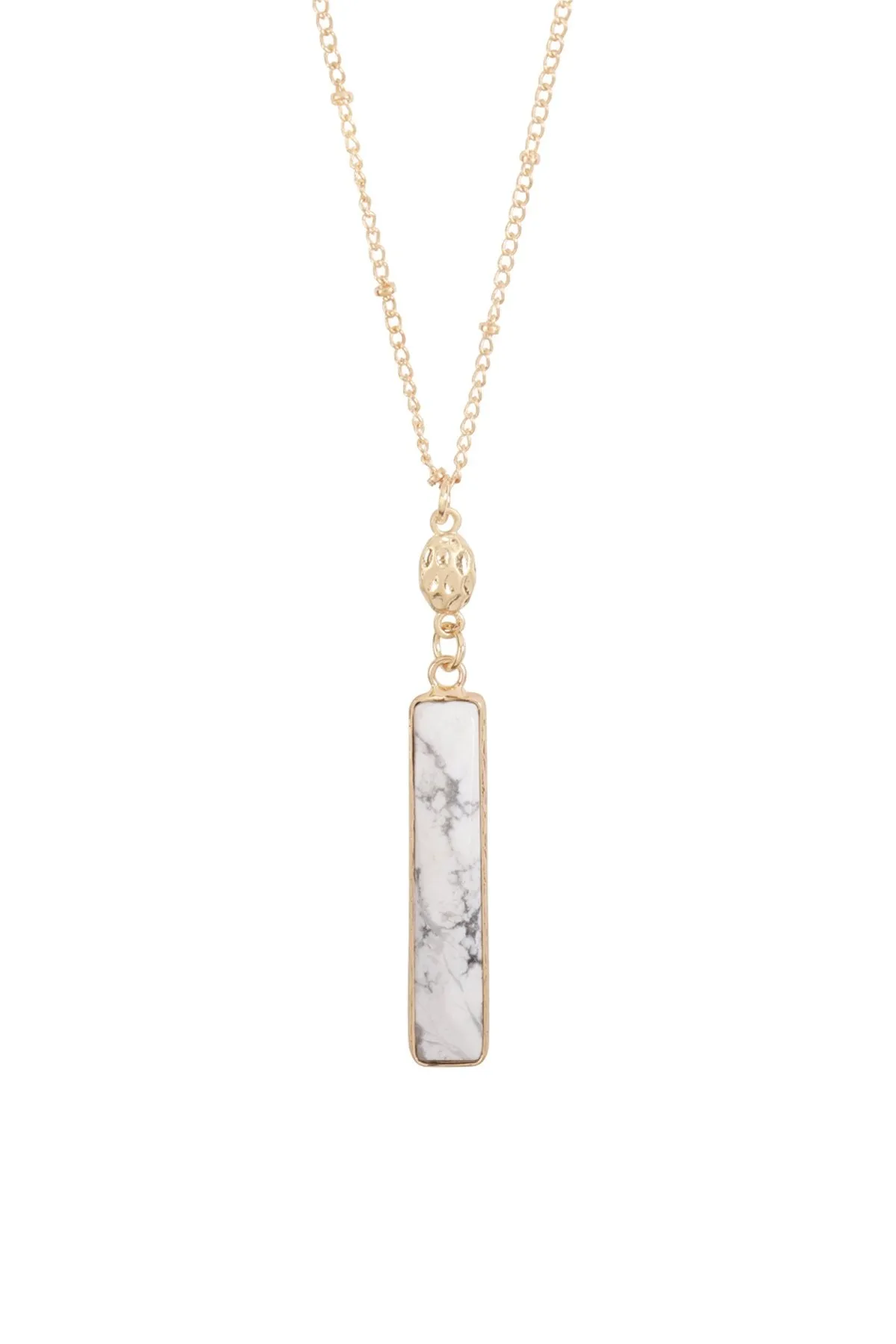 Hdn3117 - Bar Natural Stone Pendant Necklace