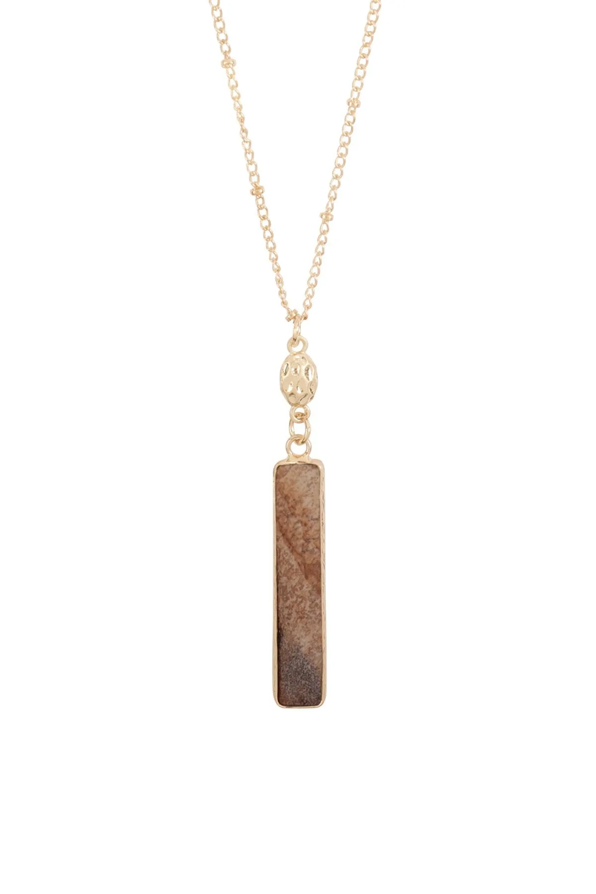 Hdn3117 - Bar Natural Stone Pendant Necklace