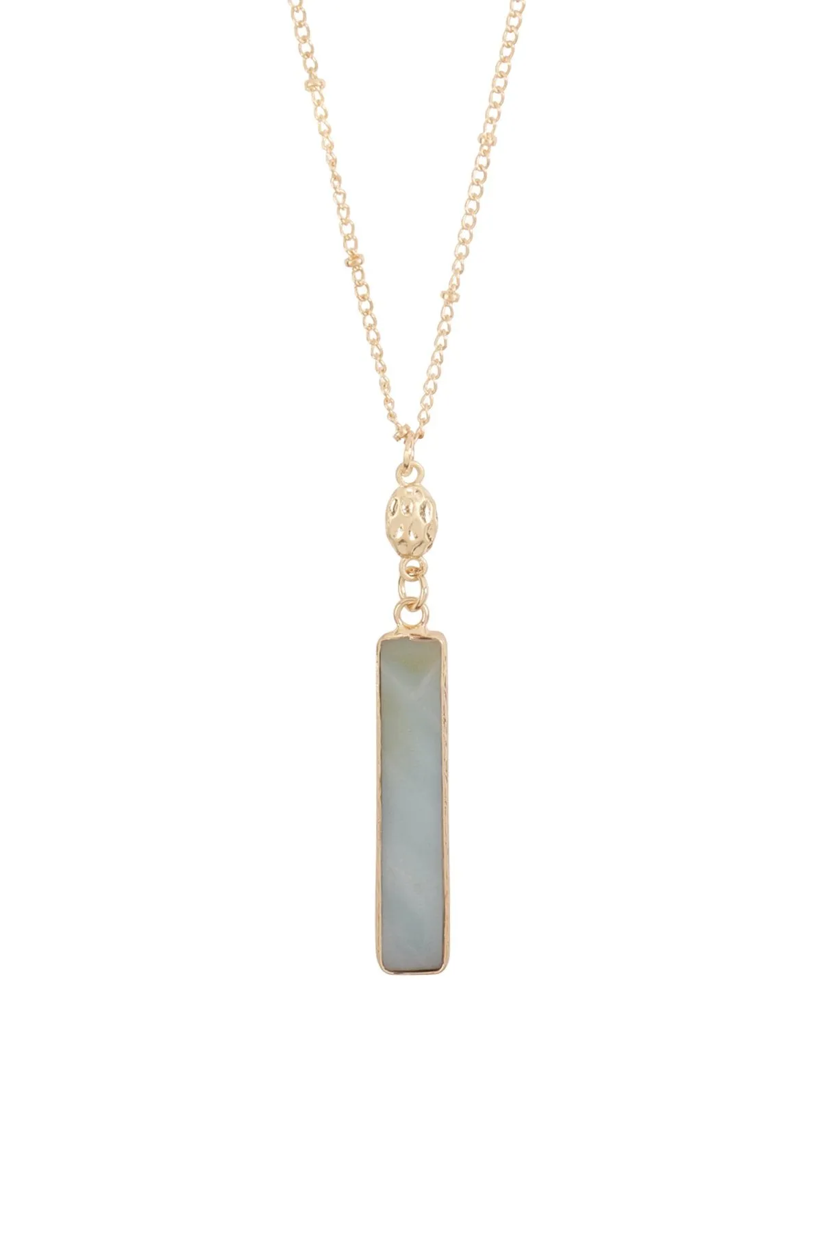 Hdn3117 - Bar Natural Stone Pendant Necklace