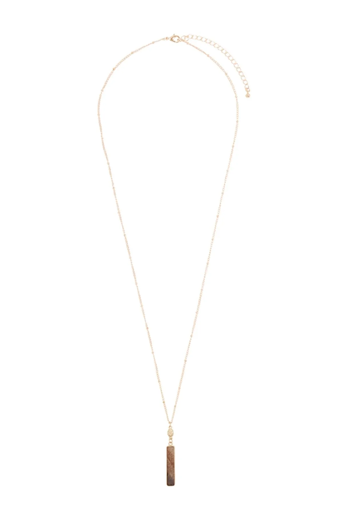 Hdn3117 - Bar Natural Stone Pendant Necklace