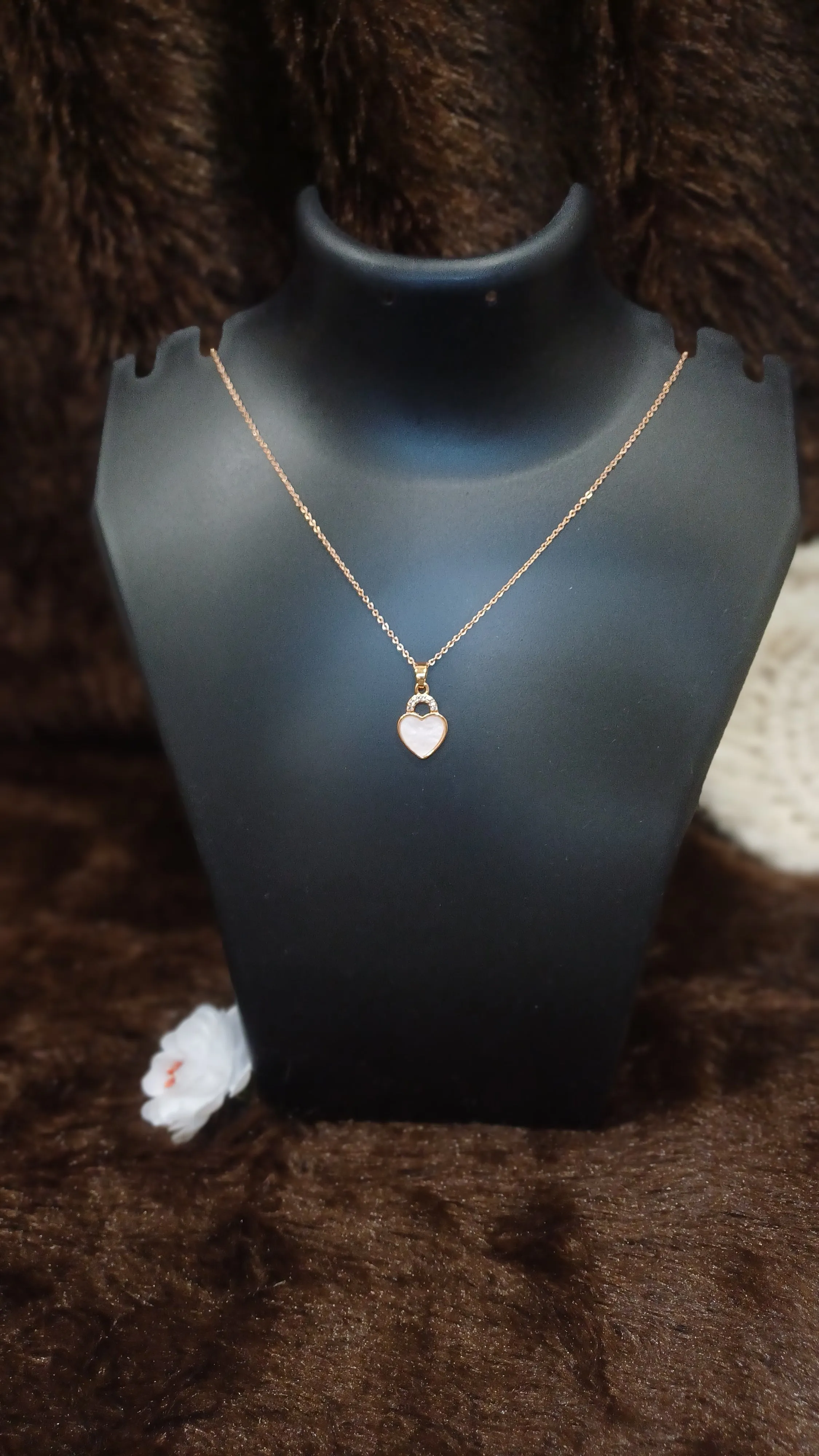 Heart lock pendant chain_anti tarnish