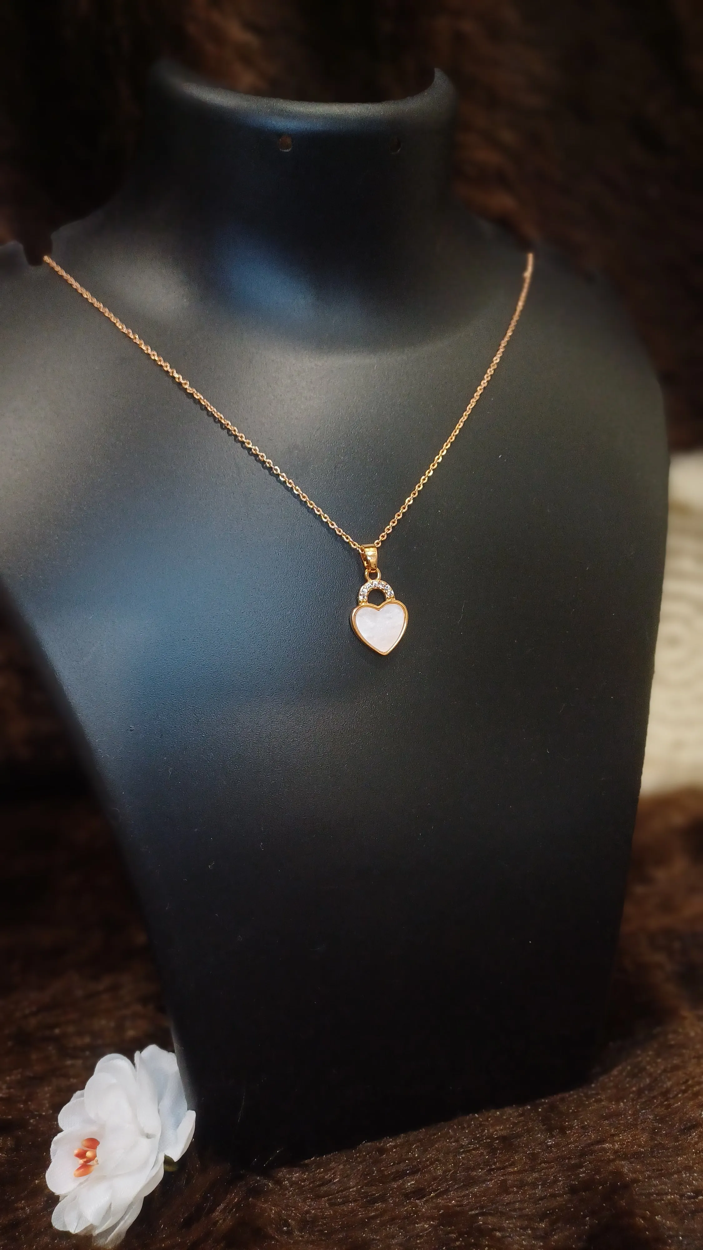 Heart lock pendant chain_anti tarnish