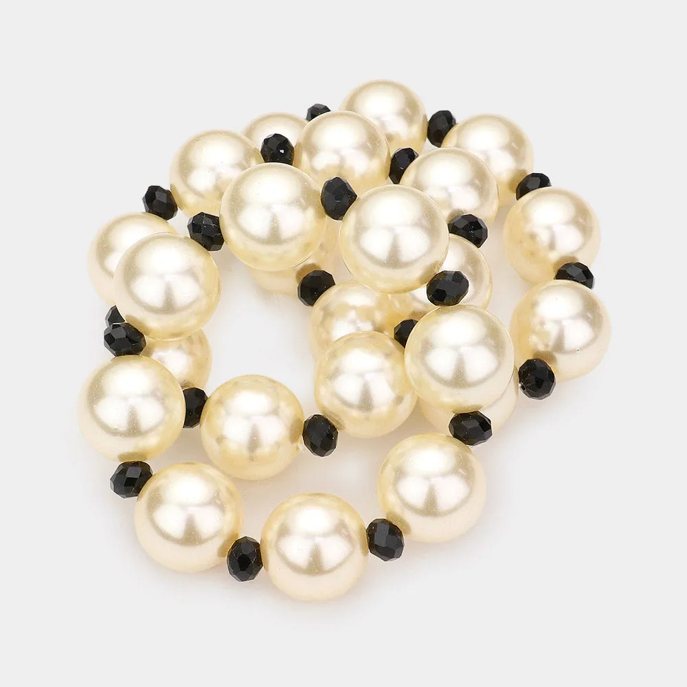 iLLASPARKZ 3PCS - Chunky Pearl Stretch Multilayered Bracelets