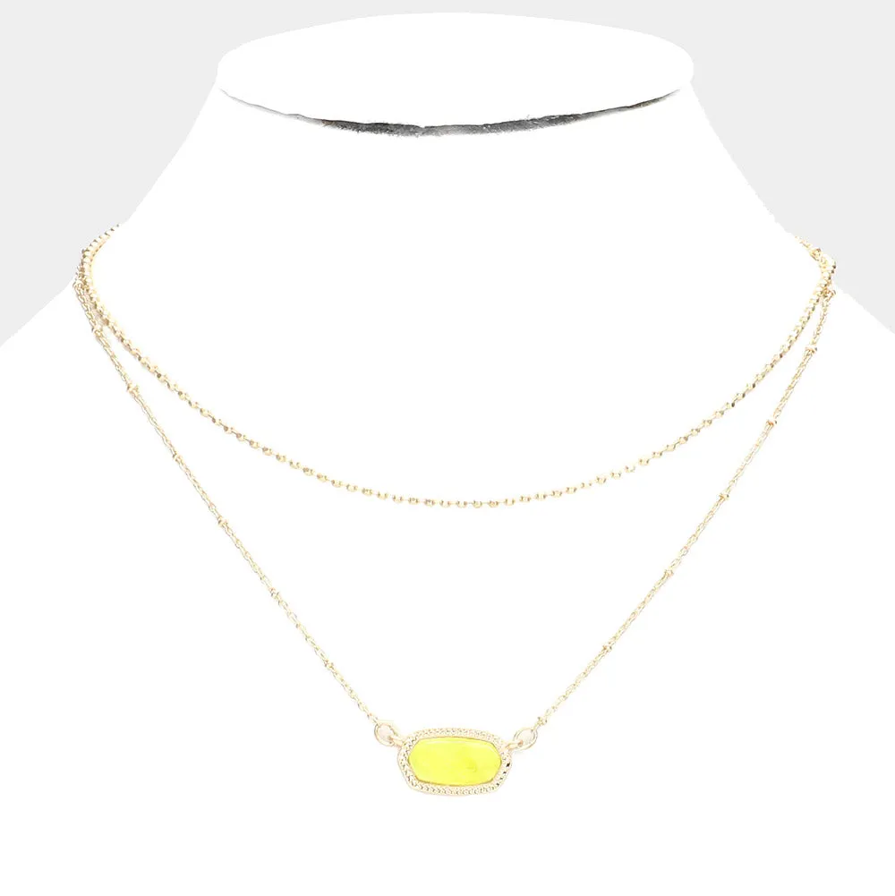 iLLASPARKZ Marbled Hexagon Pendant Double Layered Necklace