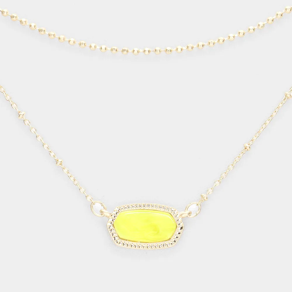 iLLASPARKZ Marbled Hexagon Pendant Double Layered Necklace