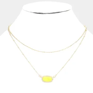 iLLASPARKZ Marbled Hexagon Pendant Double Layered Necklace