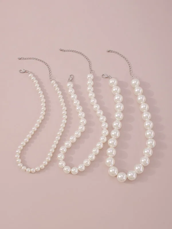 Imitation Pearl Three Pieces Necklaces Accessories Dainty Necklace