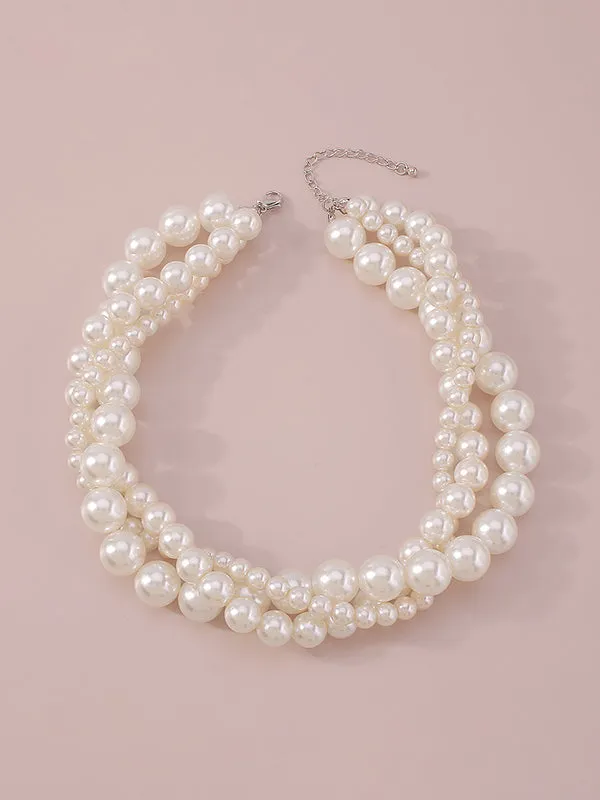 Imitation Pearl Three Pieces Necklaces Accessories Dainty Necklace