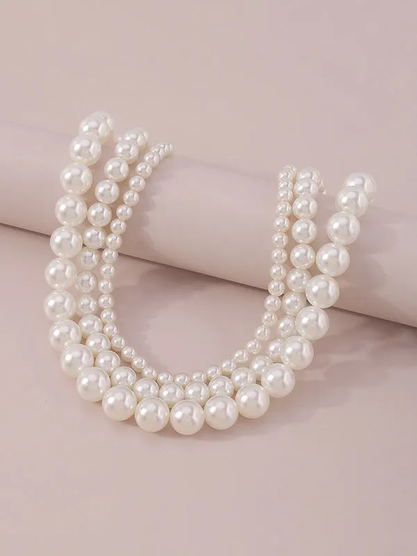 Imitation Pearl Three Pieces Necklaces Accessories Dainty Necklace