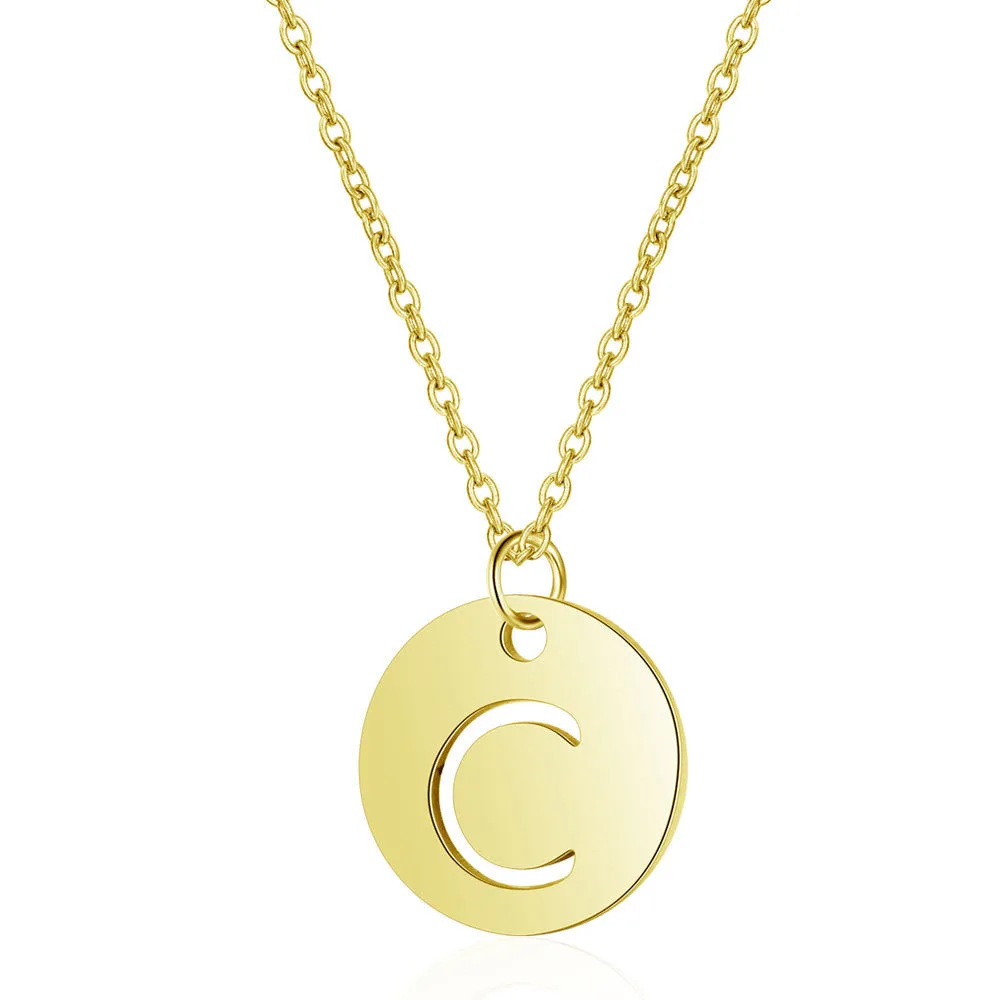 Initial Stylish Stainless Steel Pendant Necklace