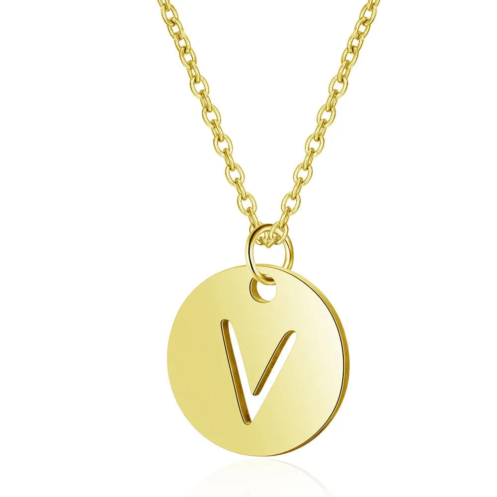 Initial Stylish Stainless Steel Pendant Necklace