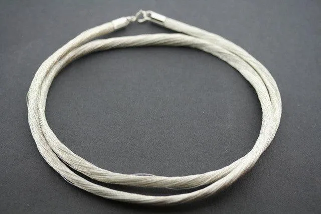 Japanese silk strand necklace - silver