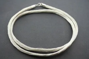 Japanese silk strand necklace - silver