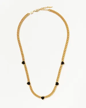 Jelly Heart Gemstone Charm Necklace | 18k Gold Plated/Black Onyx