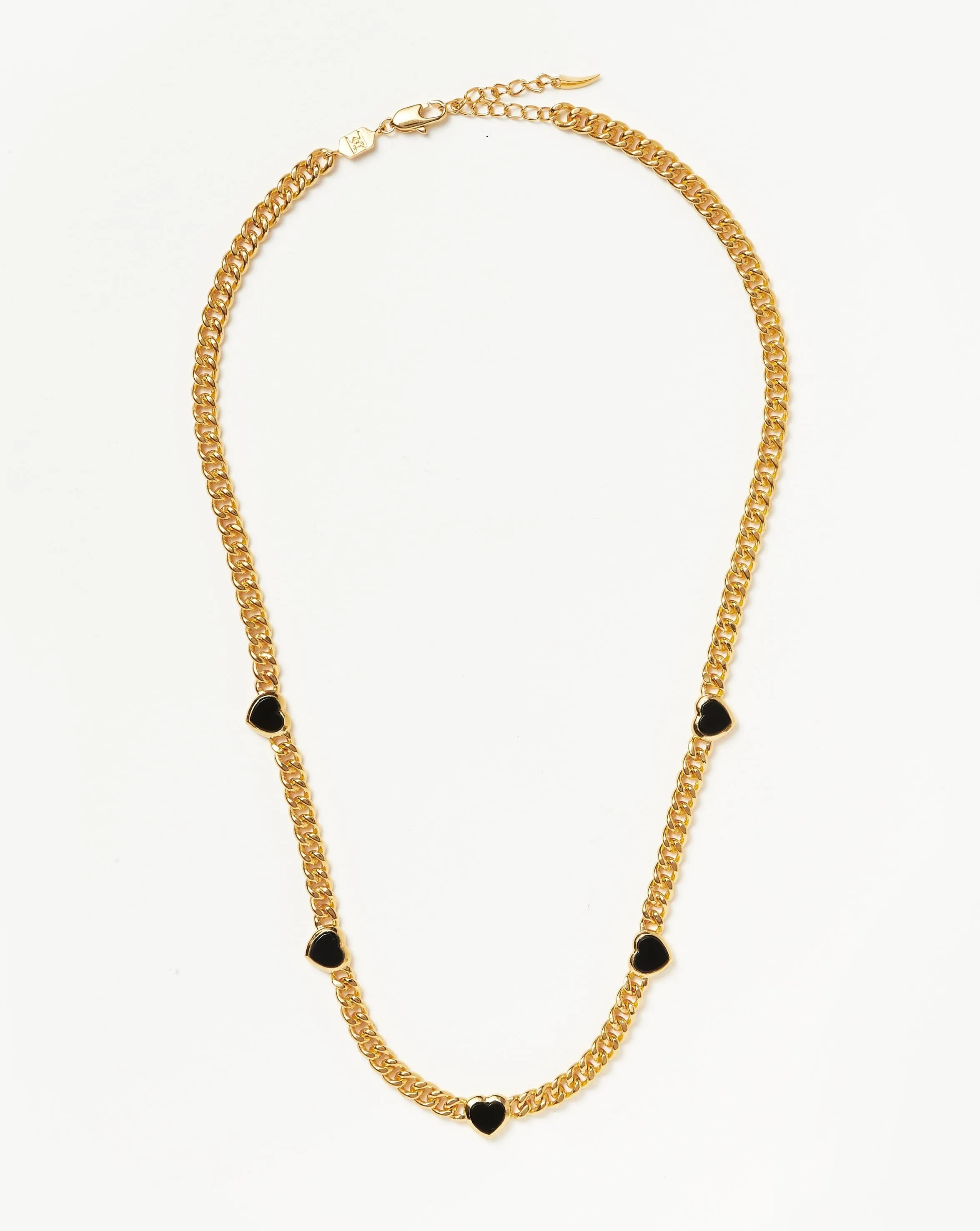 Jelly Heart Gemstone Charm Necklace | 18k Gold Plated/Black Onyx