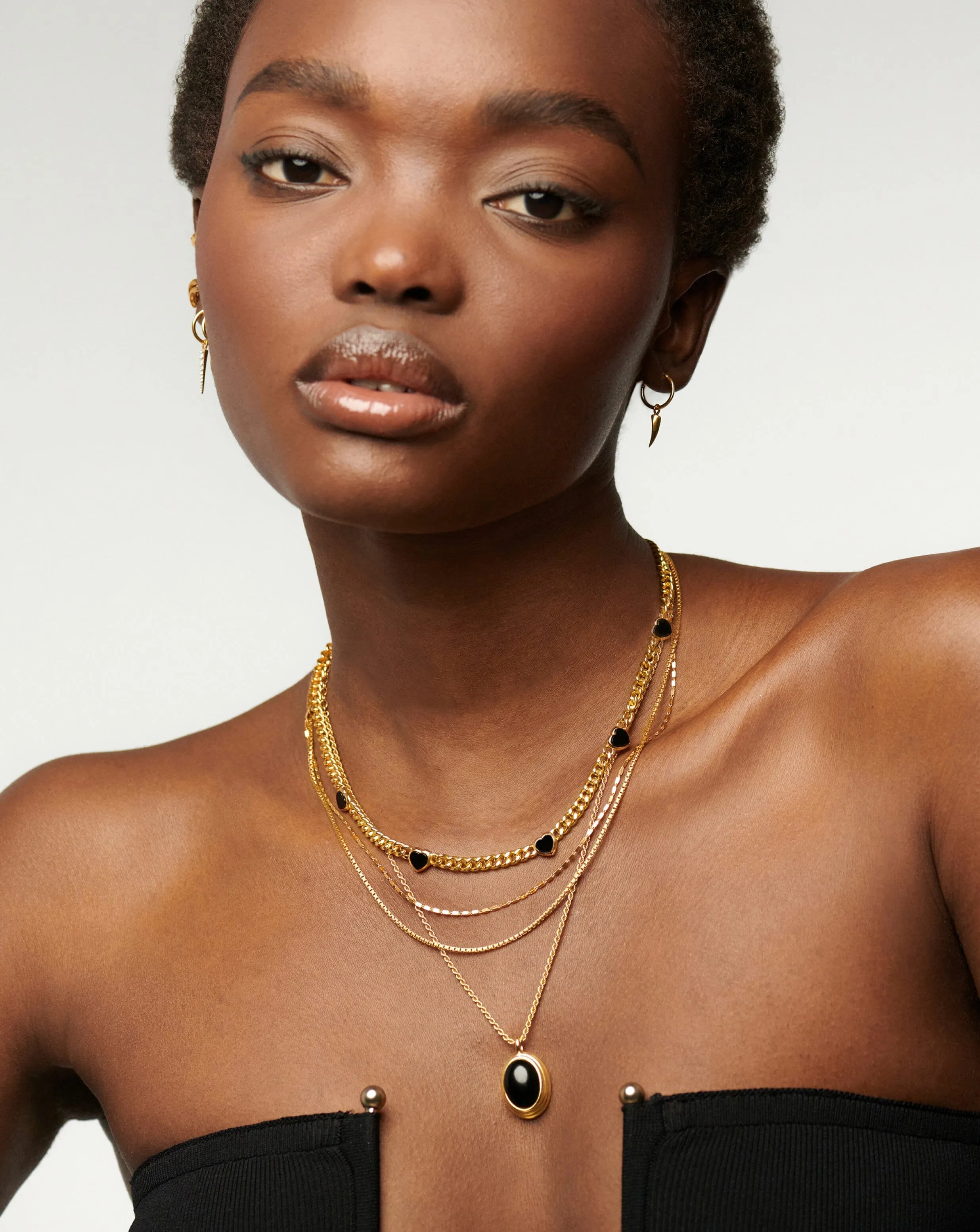 Jelly Heart Gemstone Charm Necklace | 18k Gold Plated/Black Onyx
