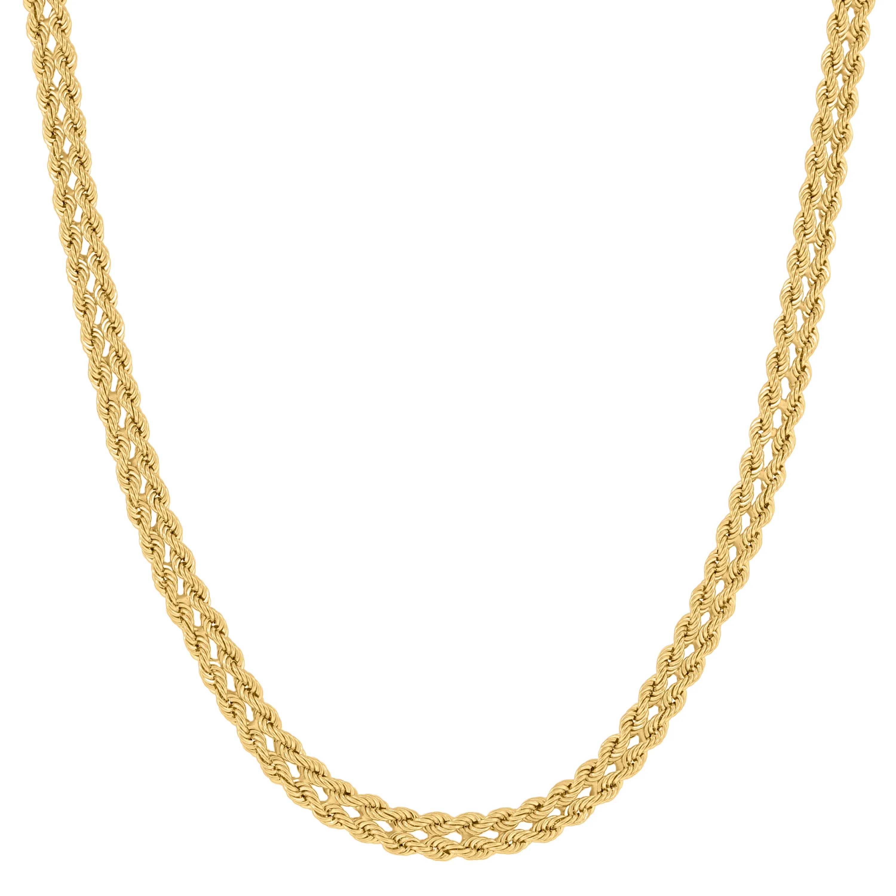 Keene Jewelers 14kt Yellow Gold Womens Polished Finish Double Rope Necklace Size 18 Inches