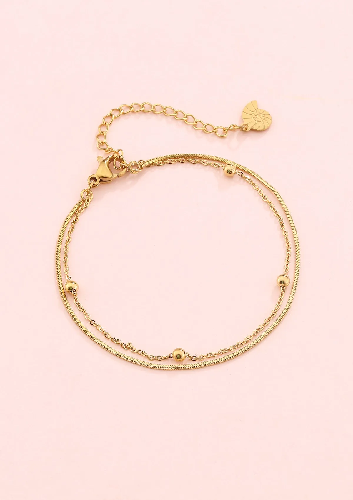 Layered Bobble Chain Bracelet Gold