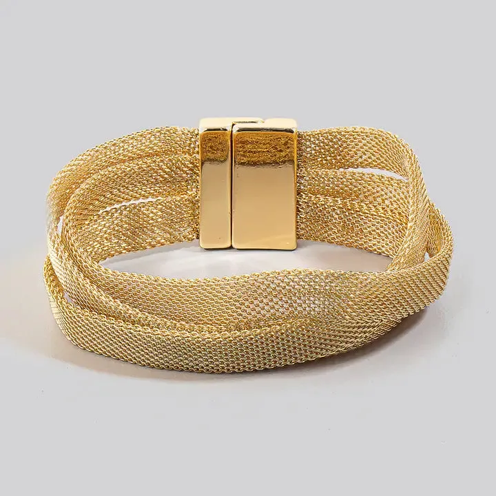 Layered Metallic Chain Mesh Bracelet