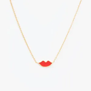 Lips Necklace (Vintage Gold   Poppy)