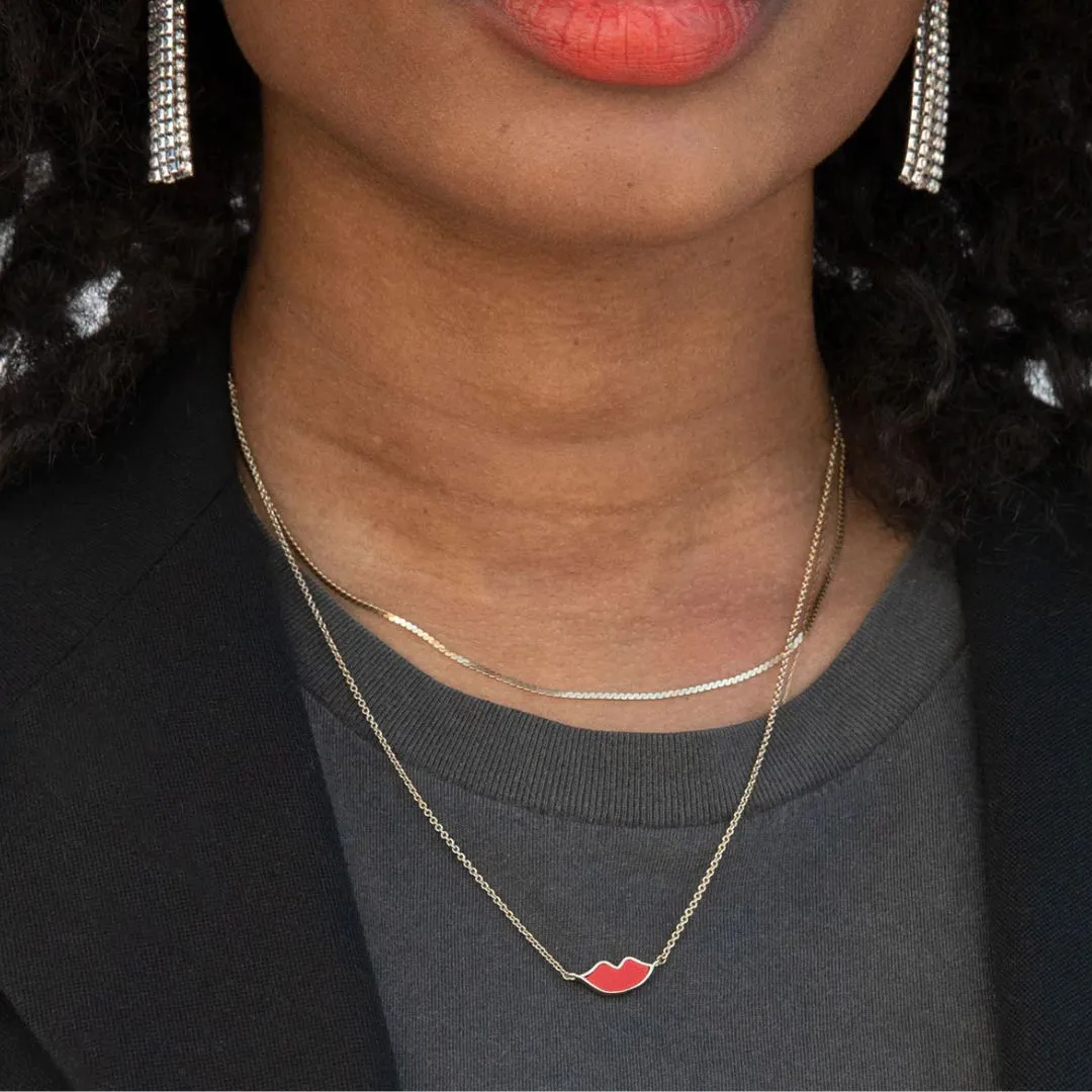 Lips Necklace (Vintage Gold   Poppy)