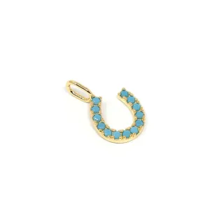 Lucky Horseshoe Charm: Gold / Turquoise