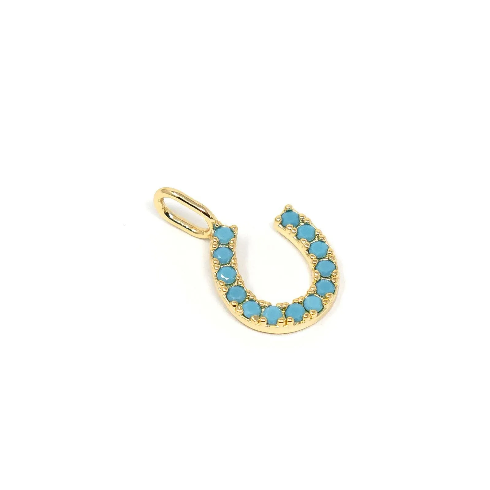 Lucky Horseshoe Charm: Gold / Turquoise