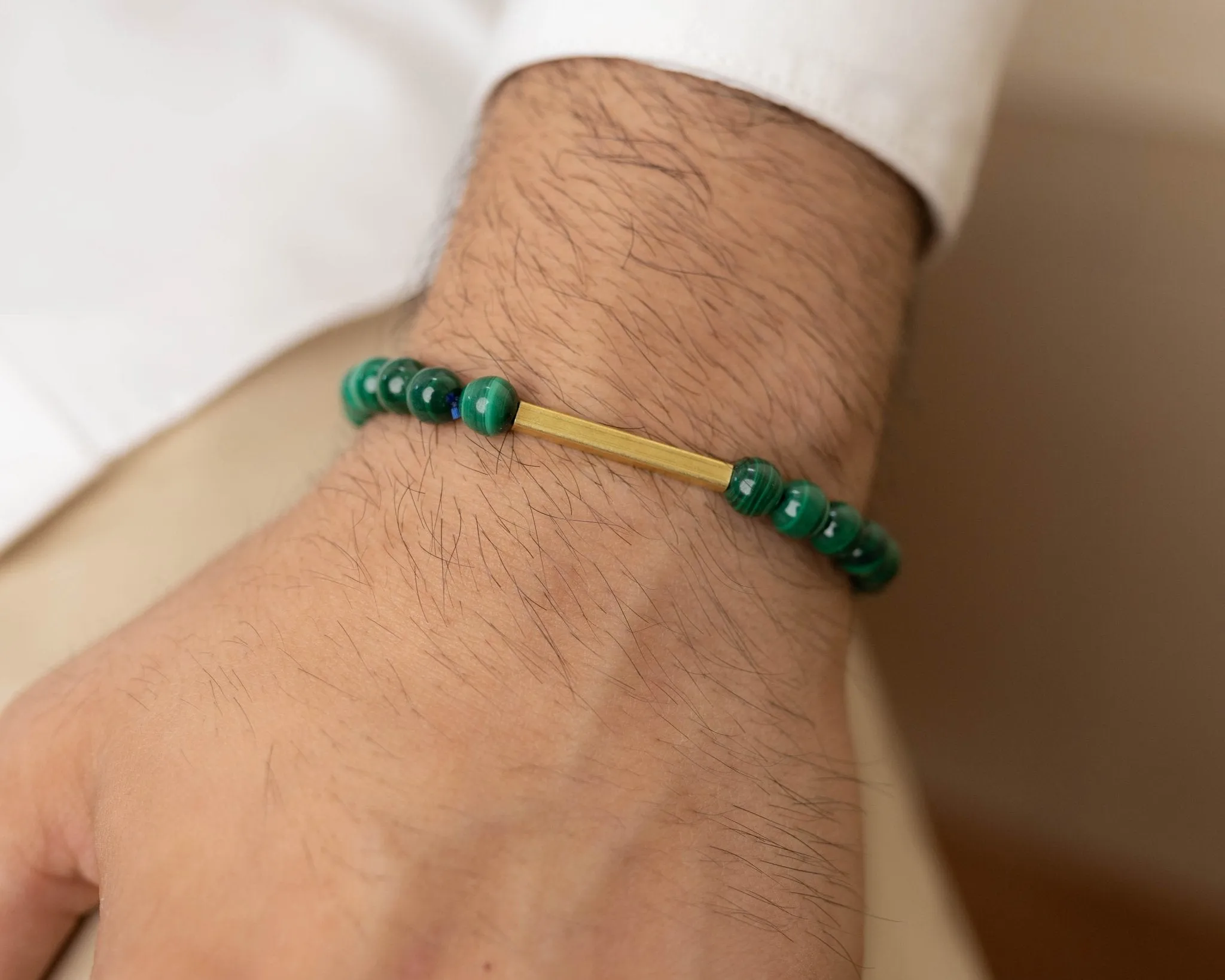 Malachite Bracelet with Golden Charm