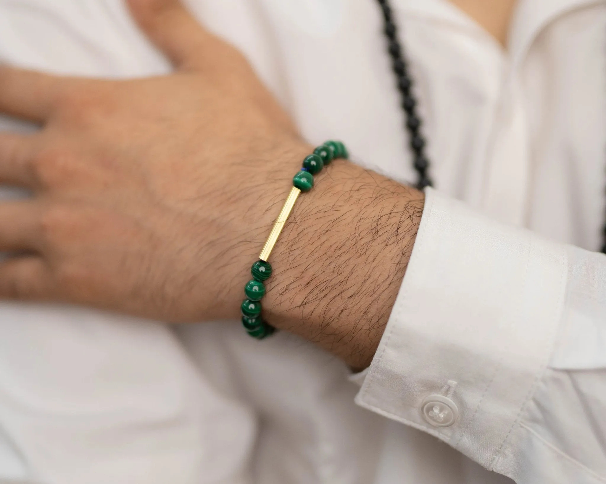 Malachite Bracelet with Golden Charm