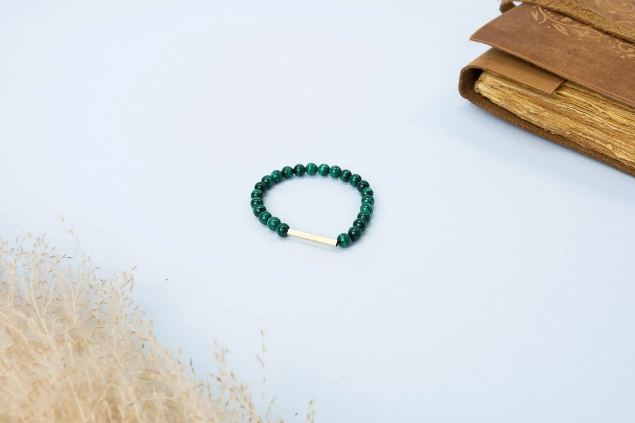 Malachite Bracelet with Golden Charm