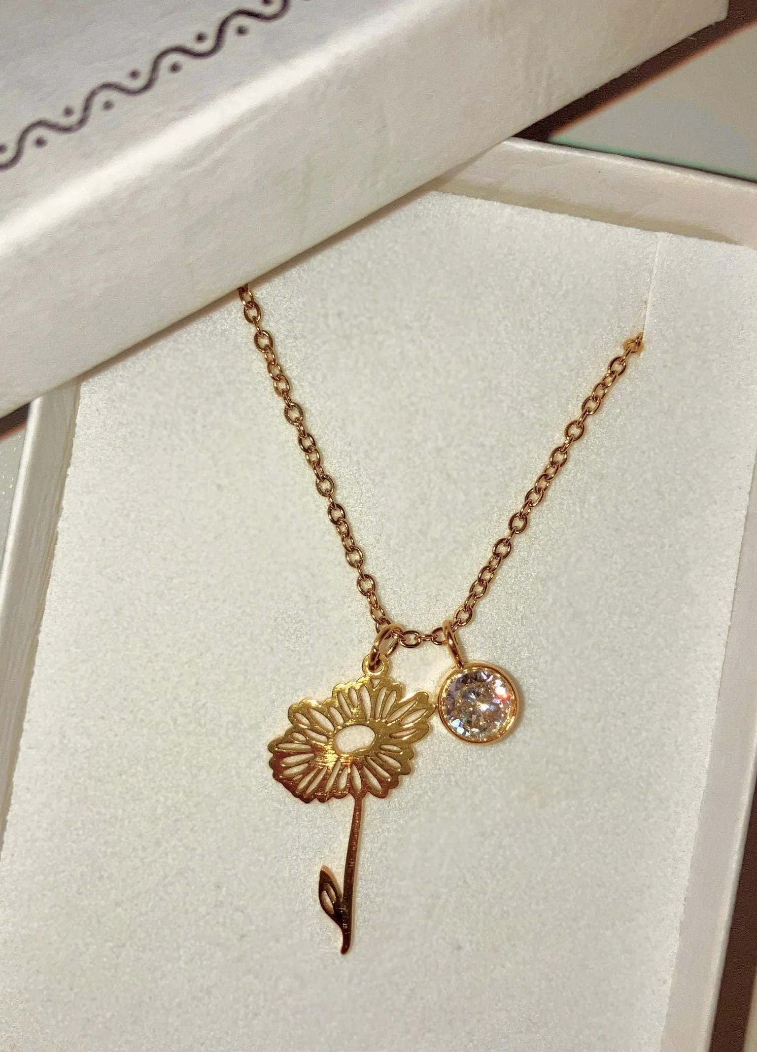 MAY Birth Flower Necklace | Gold Plated Birthstone Necklace | Gifts for Her | Custom Flower Necklace | Charm Necklace | Women's Gift