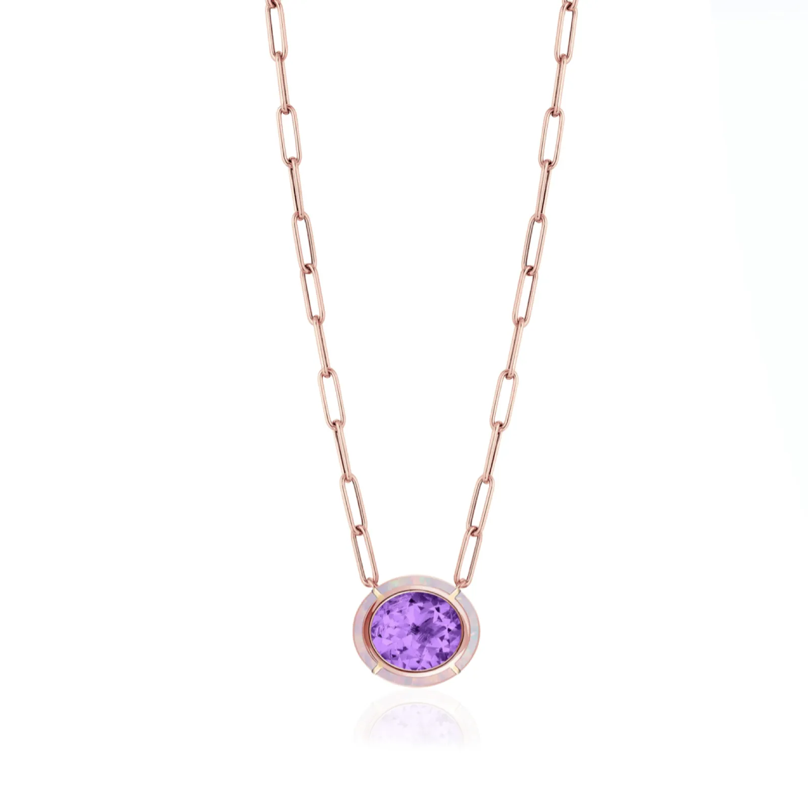 Melange Oval Inlay Pendant Necklace