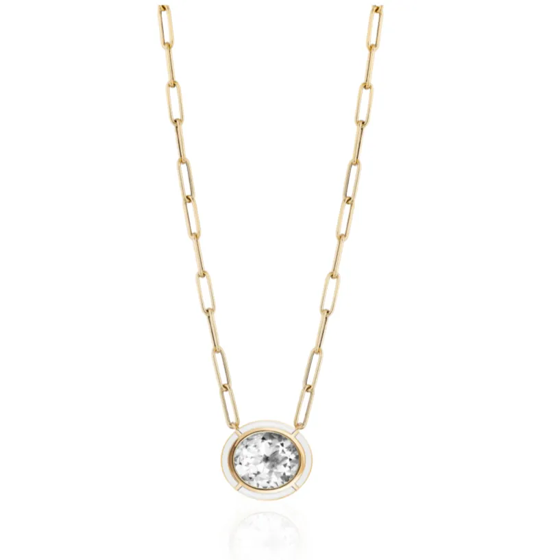 Melange Oval Inlay Pendant Necklace