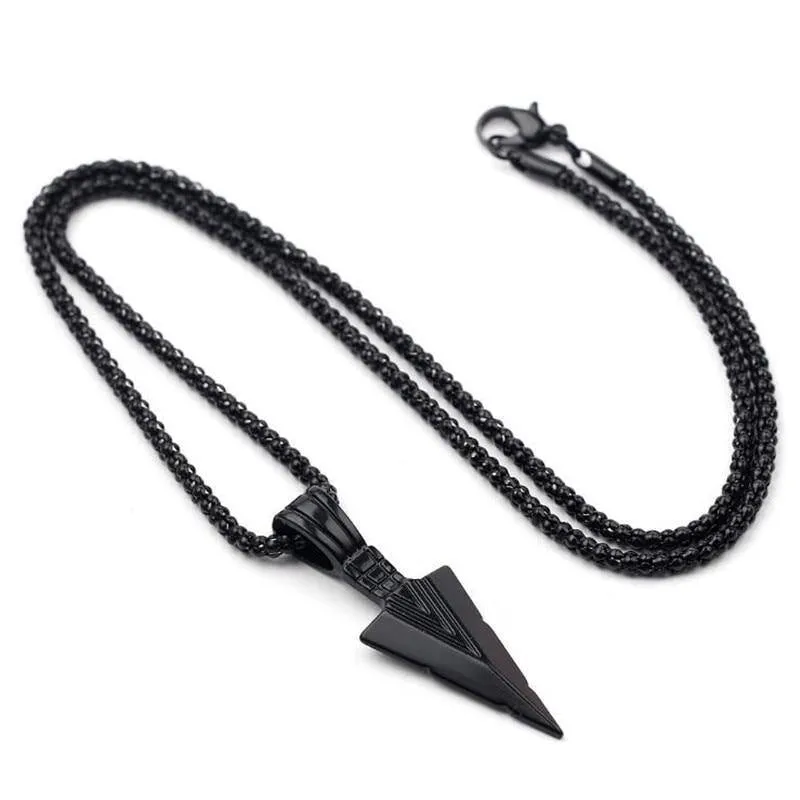 Men's Matte Necklace with Arrow Pendant