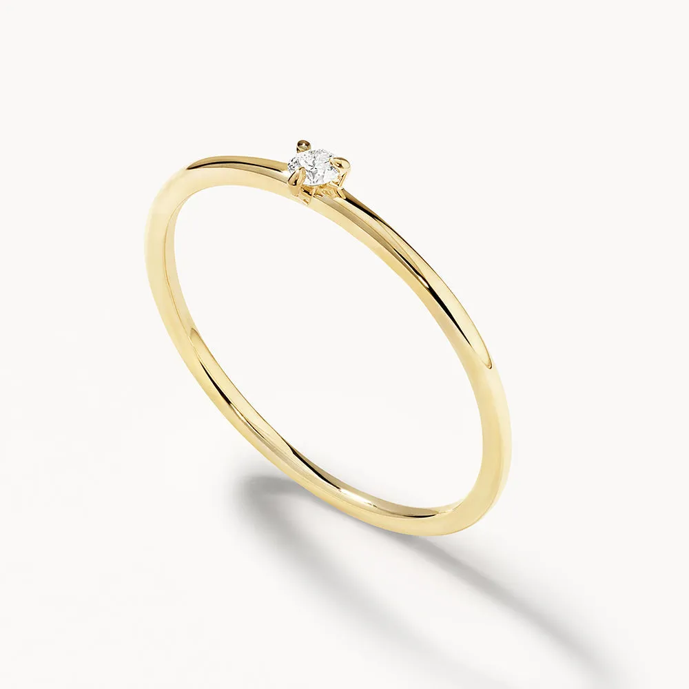 Micro Diamond Round Solitaire Ring in 10k gold