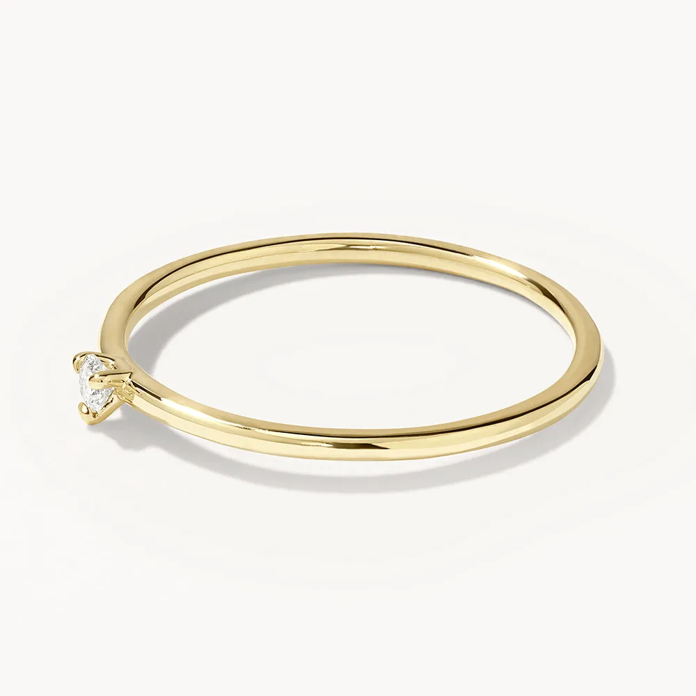 Micro Diamond Round Solitaire Ring in 10k gold