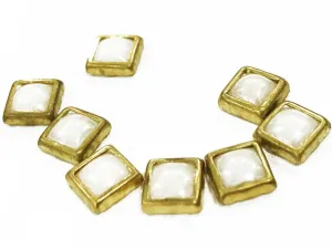 Milky White Opaque Square Kundan Stone