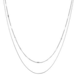 Mixed Cable and Bead Chain Necklace Silver
